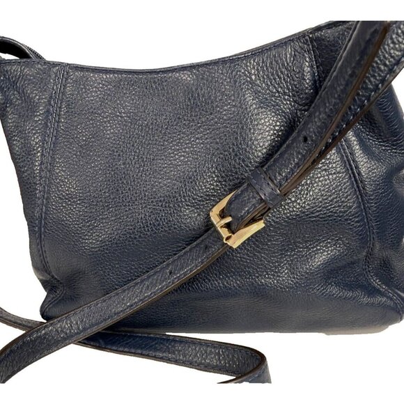 Michael Kors Medium Navy Blue Subtle Leather Shoulder Crossbody Bag Outside Pock - Picture 1 of 15